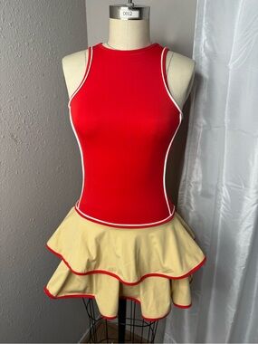 OYROSY Red Cream Tennis Club Contrast Mini Dress XS NWT